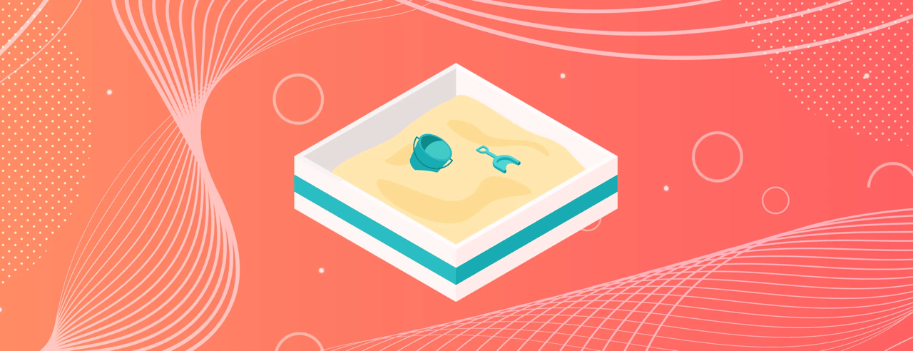 Sandbox with a pail and shovel